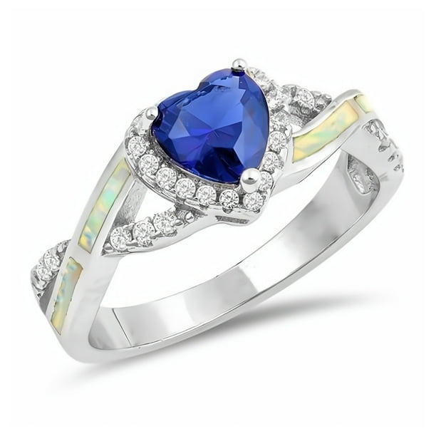 Glitzs Jewels 925 Sterling Silver Created Opal Ring Jewelry Gift for Women Light Blue With Clear CZ Glitzs Jewels 925 Sterling Silver Created Opal Ring Jewelry Gift for Women Light Blue With Clear CZ
